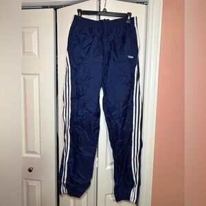 Adidas Blue Track Pants with White Stripes